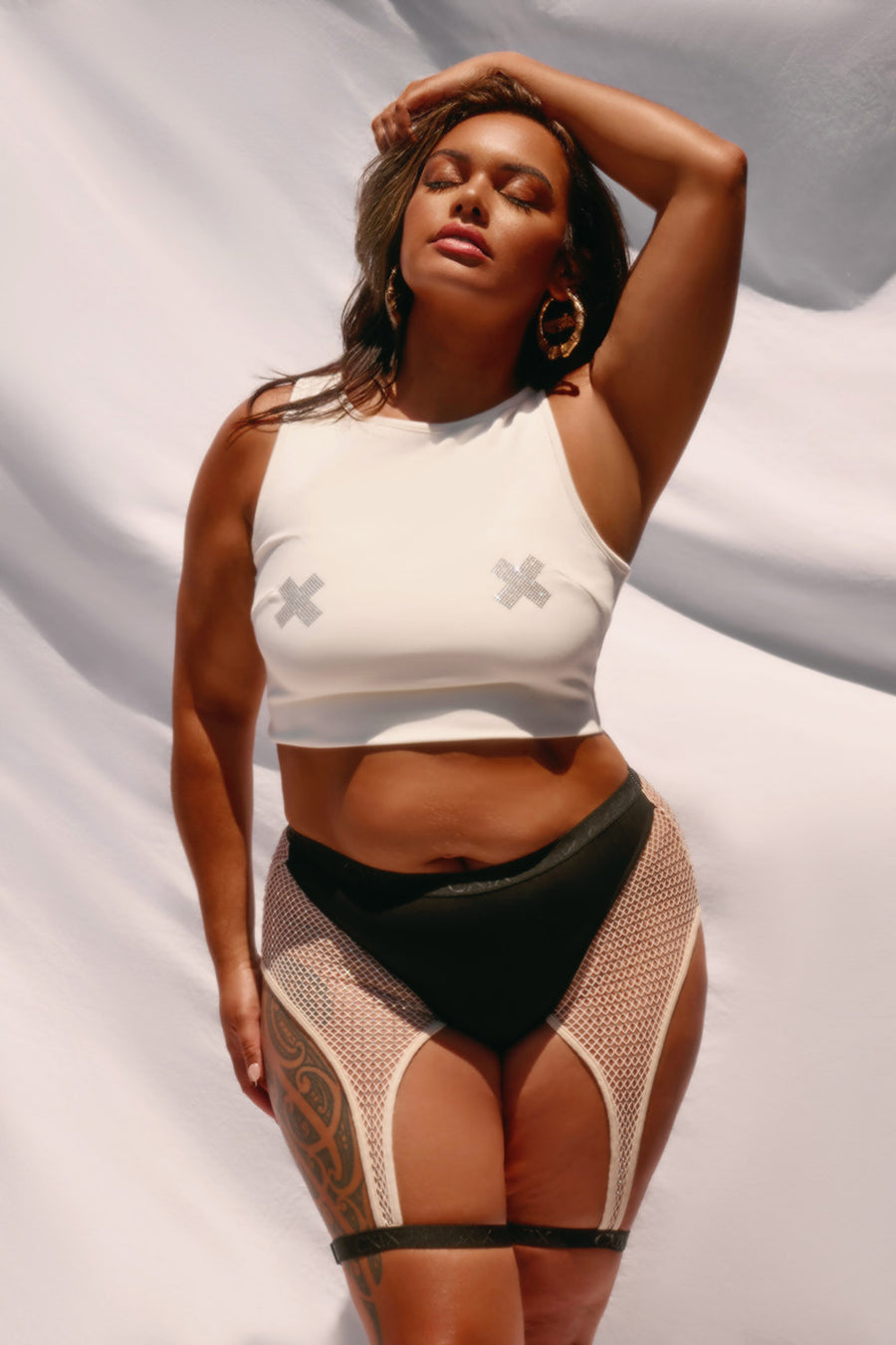 Bootyshake Bottoms - Decade Edition - White with Silver Rhinestones Anniversary Exclusive