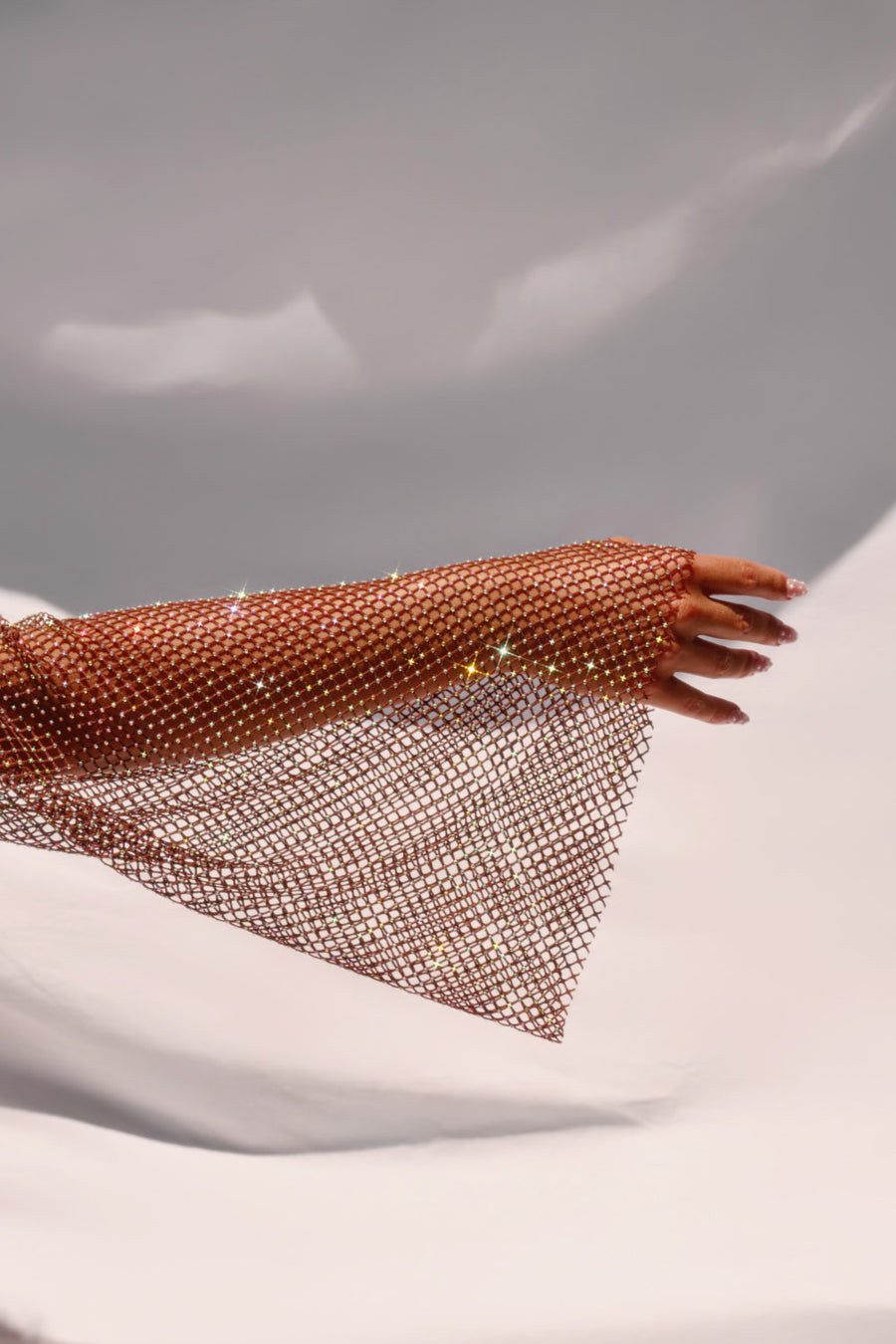 Diamond-drip Fantasy Sleeved Dress - Chocolate