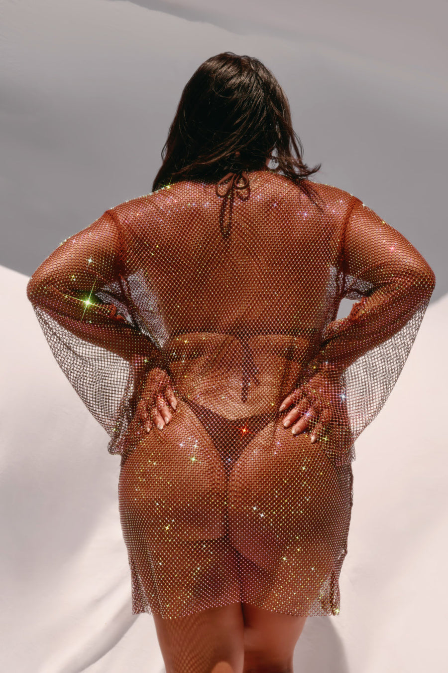 Diamond-drip Fantasy Sleeved Dress - Chocolate