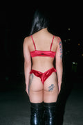 Pillowtalk: Ruffle Scoop Top - Red Satin