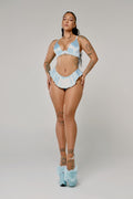 Pillowtalk: Ballerina Skirt Bottoms - Blue Satin