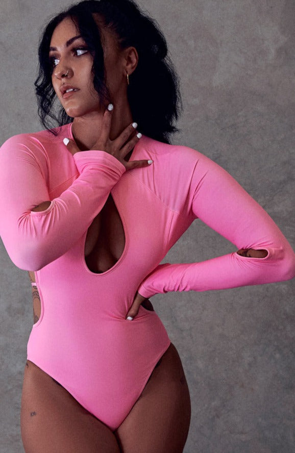 119 Plunge Bodysuit - Pink
