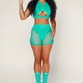DollHaus Mesh Biker Shorts - Aqua